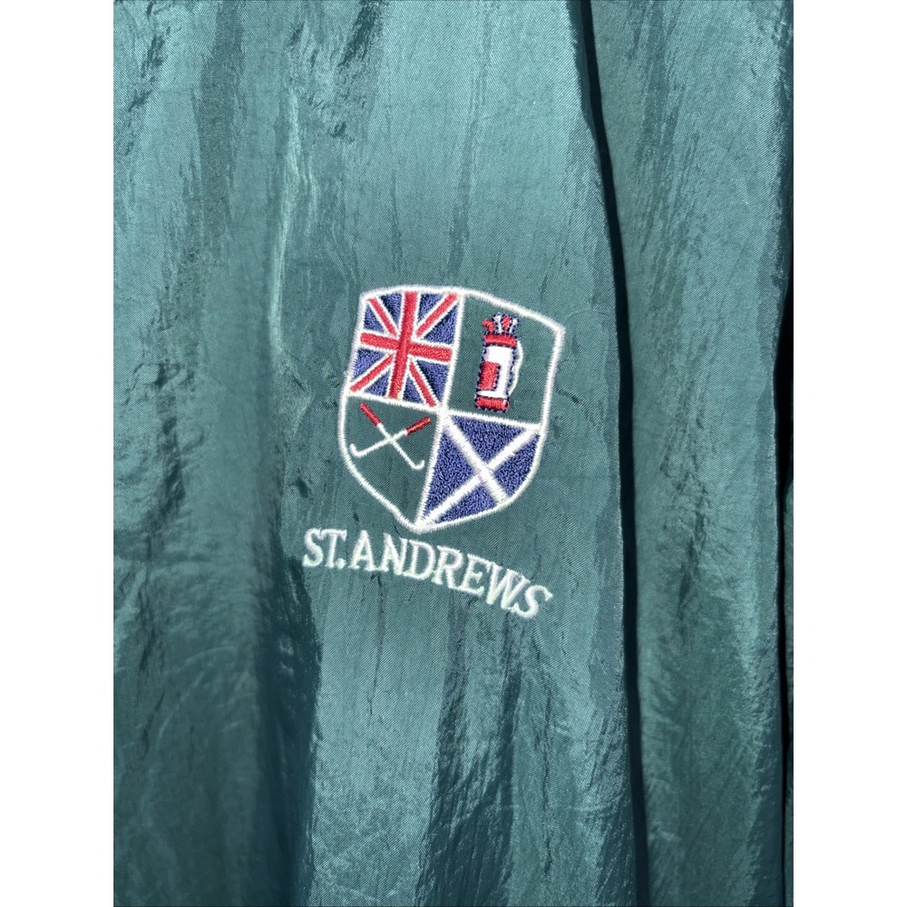 Vintage St. Andrew's Golf Jacket Pullover Green Large Scotland Tour Ready Y2K